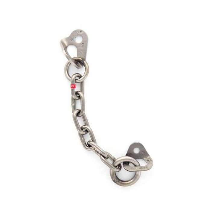 Das Bild zeigt den Fixe PLX Umlenker mit 10mm Laschen und Ring. Der silbern glänzende Umlenker ist vertikal aufgelegt am Bild zu sehen.