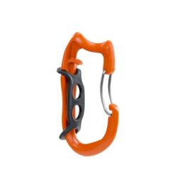 The picture shows the orange Climbing Technology material carabiner Truck on a white square.