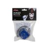 Das Bild zeigt einen blauen Power Putty Austrialpin. Die Knetmasse ist in einer Plastikdose in seiner durchsichtigen Verpackungshülle, oberhalb ist ein Label mit Produktaufschrift und Clown Logo befestigt.
