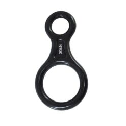 Das Bild zeigt den Abseilachter Stubai in schwarz. Er ist in Bildmitte zu sehen mit der großen Biegung auf der Unterseite.