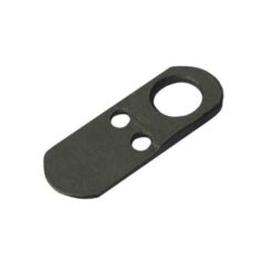 Das Bild zeigt den dunkelgrauen Stubai Messerhaken- Er liegt schräg im Bild. Man erkennt alle produktdetails sehr gut. Insbesonders die schmale Bauweise.