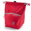Das Bild zeigt das Moon Bouldering Chalkbag in der Farbe rot. Der Boulder Magnesiumbeutel ist in Bildmitte, man erkennt alle seine Features sehr gut.
