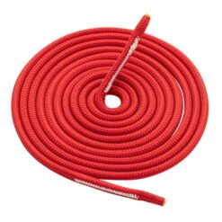 Das Bild zeigt die DYNA.MIT Reepschnur 290cm. Die rote Reepschnur ist als Schnecke gewickelt in Bildmitte zu sehen. Man erkennt deutlich die abstehenden, abgenähten Enden.