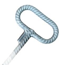 Das Bild zeigt einen Klettersteig Griffanker verzinkt. Man erkennt den Bewehrungsstahl und den Fixierzapfen gegen ein Verdrehen.