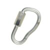Das Bild ein Quick Link Asymmetric 7mm. Das silberne Schraubglied steht aufrecht im Bild. MAn erkennt seine Birnenform und den Drehverschluss.