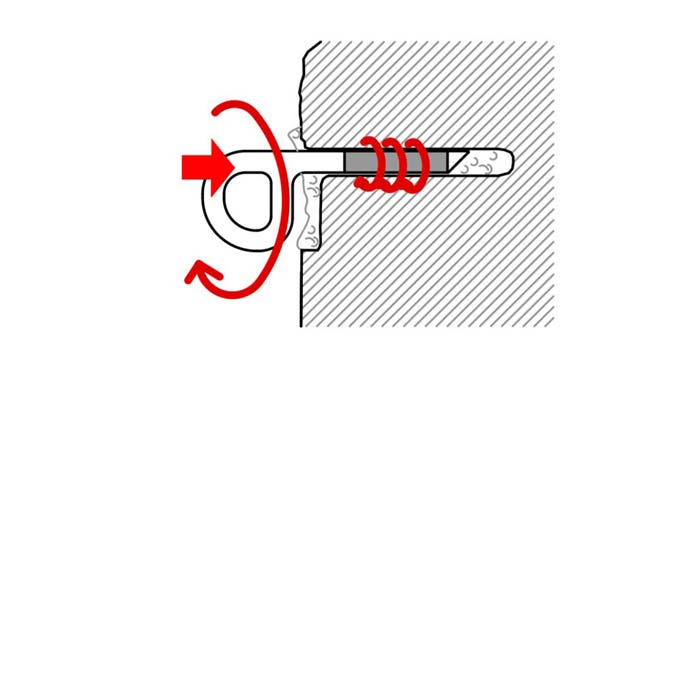 Das Bild zeigt einen Banner für einen Einbohr Blog zum Thema Bohrhaken setzen. Zu sehen ist auf einem weißem Quadrat oben in der Mitte eine Grafik wo ein Klebehaken in das Bohrloch gedreht wird.