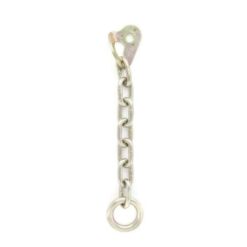 The picture shows the fixed abseiling chain zinc plated, with a lanyard, chain and ring on a white square.