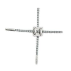 Das Bild zeigt eine Drahtseil Kreuzverbindung für den Klettersteigbau.