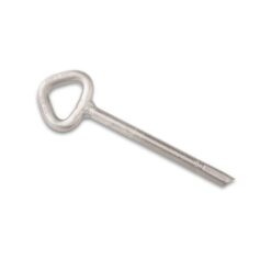 Das Bild zeigt den silbernen Sandstein Klebehaken von bolting.eu auf weißem Hintergrund.