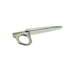 Das Bild zeigt den silbernen Camp Anello Fisso Felshaken auf einem weißem QUadrat und mit der Karabineröse links.