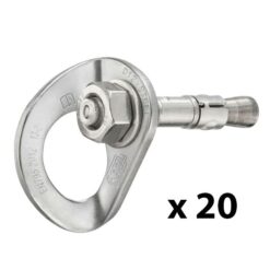 Das Bild zeigt den silbernen Petzl Coeur Bolt Steel mit einem "mal 20" Schriftzug.