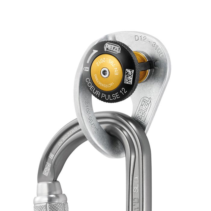 The picture shows a carabiner in a removable expansion bolt.