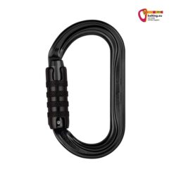 Schwarzer Petzl OK Karabiner schwarz mit Triact Lock Verschluss.