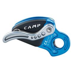Das Bild zeigt ein blau-schwarzes Camp Sicherungsgerät von der Seite.