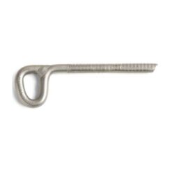 Das Bild zeigt den silbernen 8mm Klebehaken von vertical Evolution auf einem weißem Quadrat. Die Öse ist links, der Schaft rechts.