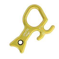 Das Bild zeigt den Austrialpin NoMad Abseilachter mit seitlichen Armen für mehr Reibungsmodi auf einem weißem Quadrat.