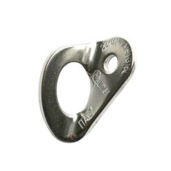 The picture shows the silver RAumer Minox 8mm bolt hanger from the side. You can see the embossing and the company logo.