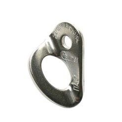 The picture shows the silver RAumer Minox 8mm bolt hanger from the side. You can see the embossing and the company logo.