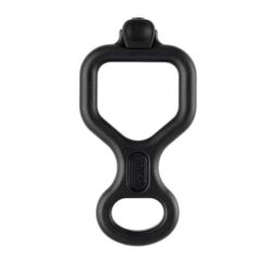 Das Bild zeigt einen schwarzen Petzl Huit Antibrulure Abseilachter auf weißem Quadrat.