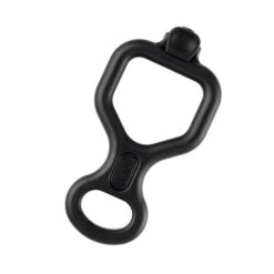 Das Bild zeigt einen schwarzen Petzl Huit Antibrulure Abseilachter auf weißem Quadrat.