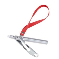 Das Bild zeigt den silbernen Climbing TEchnology Bolt Loader mit roter Handschlaufe.