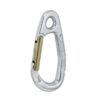 Das Bild zeigt den Petzl Tiptop stainless KArabiner von der Seite in einem weißem Quadrat.