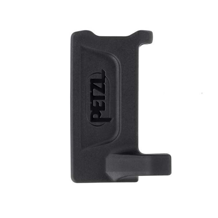 The picture shows the Petzl K-Link anti-twist protection made of black plastic.