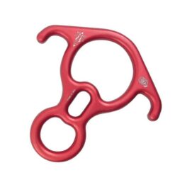 Das Bild zeigt den roten Kong Big 8 Abseilachter schräg in einem weißem Quadrat.