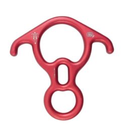 Das Bild zeigt den roten Kong Big 8 Abseilachter stehend in einem weißem Quadrat.