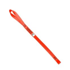 Das Bild zeigt eine rote Klettersteig RAtsschlinge mit kleiner und großer Schlaufe an den Enden.