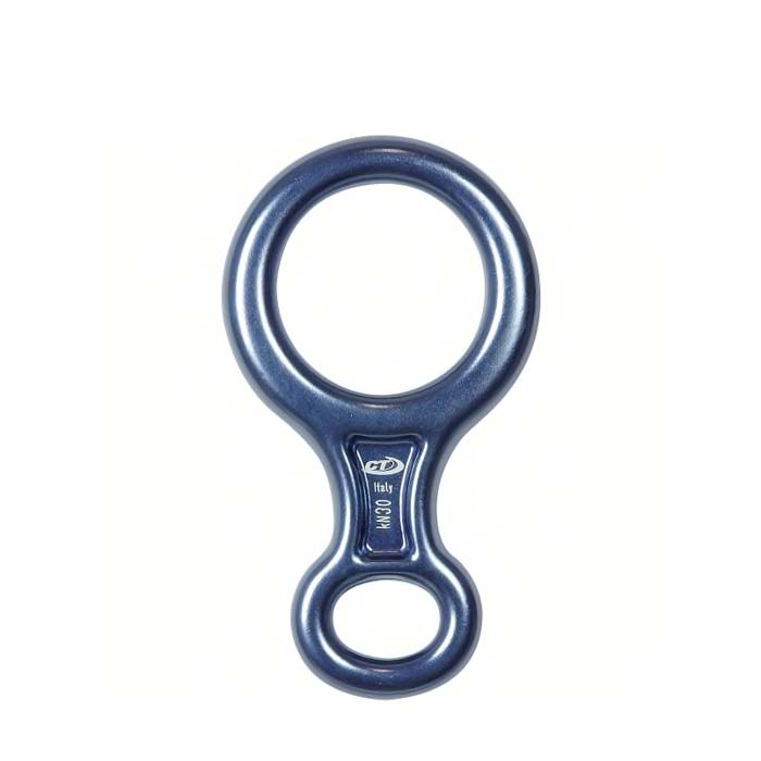 Das Bild zeigt den blauen Climbing Technology Otto M Abseilachter mit der großen Öse oben.