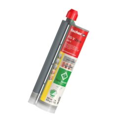 Das Bild zeigt den Fischer FIS V Zero 360S Injektionsmörtel in der Doppelkartusche schräg stehend.