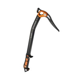 Das Bild zeigt das Camp X-Light EIsgerät mit schwarzem Schaft. Am Kopf eine Haue rechts und ein Hammeraufsatz links.