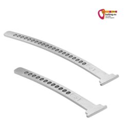 Zwei silberne Edelrid Steigeisenstege &uuml;bereinander in kurzer und langer Version.