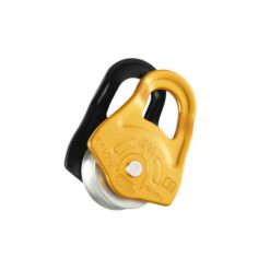 Schwarz-goldene Petzl Partner Umlenkrolle.