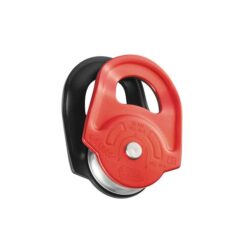 Schwarz-rote Petzl Rescue Umlenkrolle von der Seite.