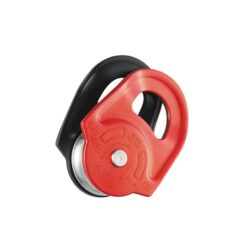 Schwarz-rote Petzl Rescue Umlenkrolle von der Seite.