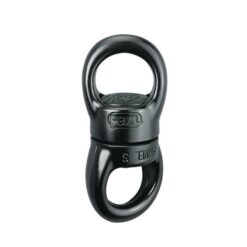 Schwarzer Petzl Swivel S Drehwirbel von der Seite.