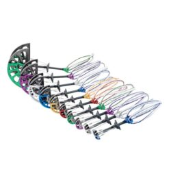 Set von acht DMM Dragon Cams hintereinander von kleiner vorne bis größer werdend weiter hinten.