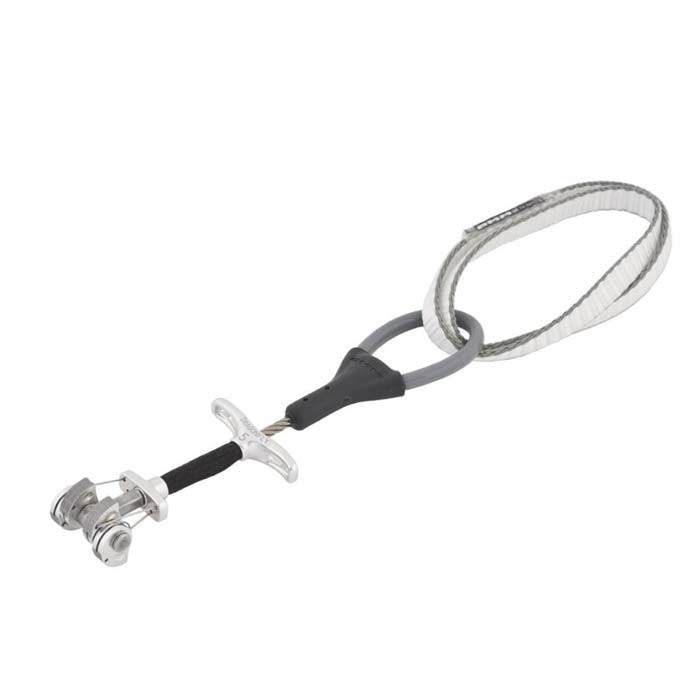 Grauer DMM Dragonfly Micro Friend quer auf weißem Quadrat.