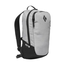 Grauer Black Diamond Kletterrucksack von der Seite.