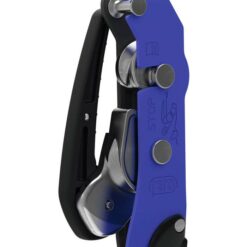 Ablasshebel eines Petzl Abseilgerätes in Detailaufnahme.