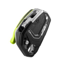 Schwarz grünes Abseilgerät Megawatt von Edelrid von der Seite.