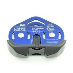 Blaue Kong Pamir Flying Fox Seilrolle mit schwarzem Fingerschutz.