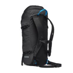 Schwarzer Black Diamond Speed Zip 24 Kletterrucksack von der Rückseite.