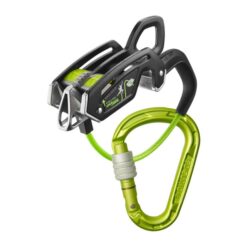 Schwarzgraues Edelrid Giga Jul mit gelbem Karabiner.