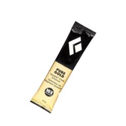 Schwarz-goldene 10 Gramm Packung Black Diamond Pure Gold Chalk schräg im Bild.