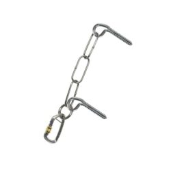 Silberne CT Glue-In Belay Station mit einem Schraubkarabiner.