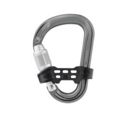 Schwarzer Petzl Attache Bar Karabiner in geschlossenem Zustand.