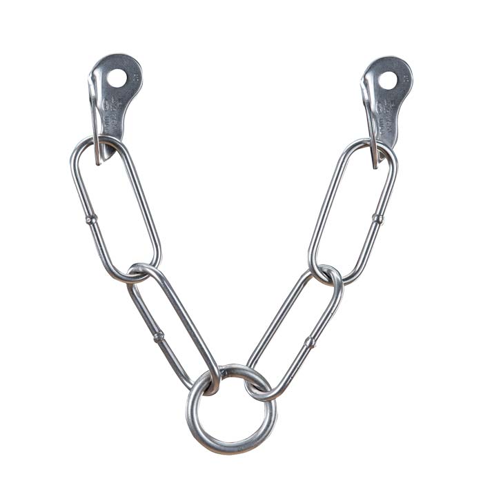 Silberner V-Kettenstand von CT mit Ring in der Mitte.